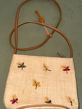 Fossil Cream Woven Crossbody with Multicolor Embroidery